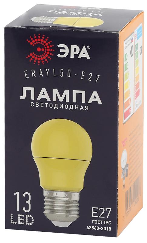 Лампы cветодиодные ERAYL50-E27 LED A50-3W-E27 (диод. груша желт., 13SMD, 3W, E27, для белт-лайт) (10/100/3600) | Б0049581 | ЭРА — миниатюра 4