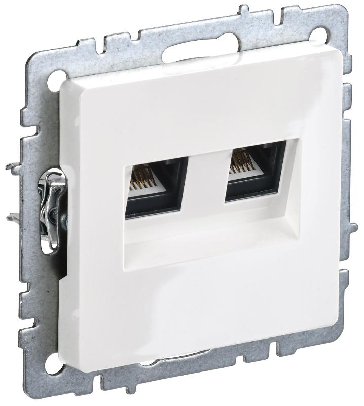 BRITE Розетка компьютерная 2-ая RJ45 кат.5E РК10-2-БрБ белый без шторок | BR-K20-1-K01 | IEK — IEK (ИЭК)