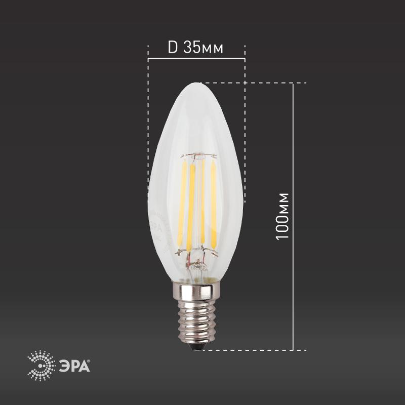 Лампа светодиодная F-LED B35-11w-840-E14 (филамент, свеча, 11Вт, нейтр, E14) | Б0046987 | ЭРА — миниатюра 4