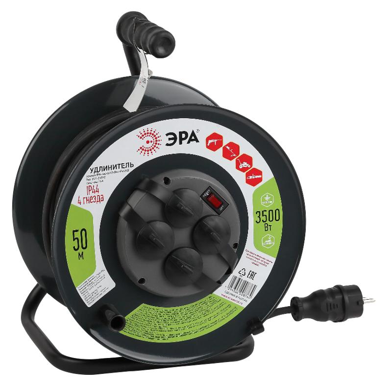 Удлинитель силовой ЭРА RMx-4es-3x1.5-50m-IP44(KG) на м. катушке c/з 4 гн 50м КГ 3х1.5 | Б0046804 | ЭРА — миниатюра 1