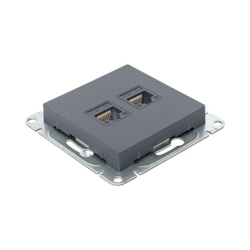 Механизм розетки RJ45 - 2шт, (cat5), графит Эпика  |UP1-SOG-2RJ45-5| EKF — миниатюра 8