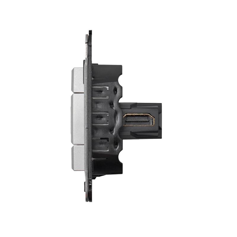 HDMI розетка одинарная в стену, тип А-А, "Avanti", "Закаленная сталь" — миниатюра 5