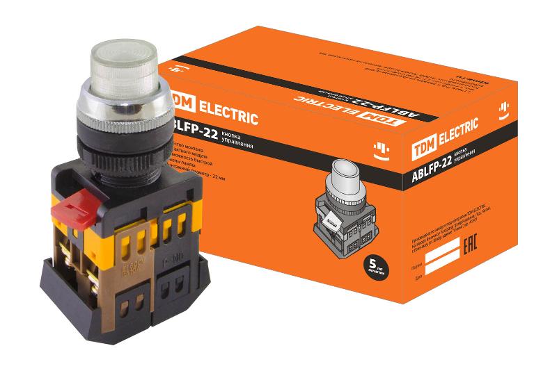 Кнопка ABLFP-22 прозрачн. d22мм неон/230В 1з+1р  | SQ0704-0032 | TDM — TDM ELECTRIC