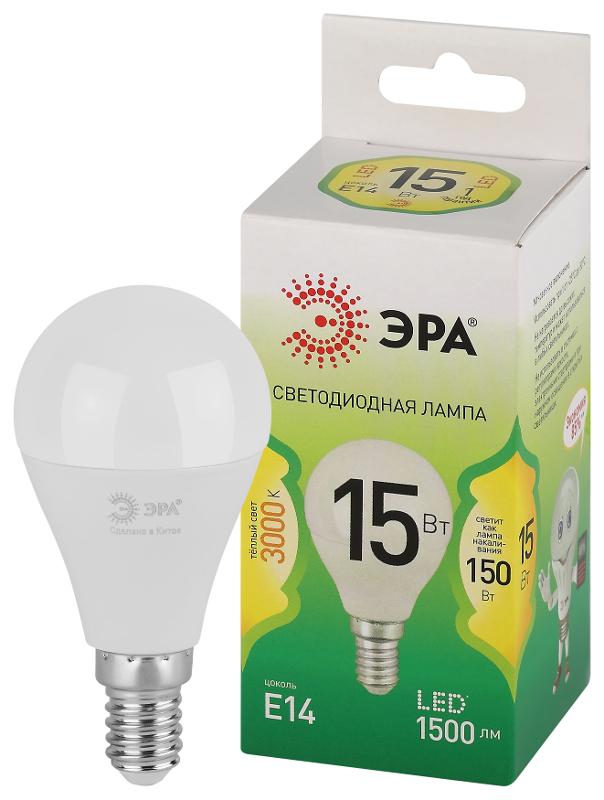 Лампа светодиодная  GREEN LINE LED P45-15W-830-E14 GL E14 15 Вт шар теплый свет | Б0066982 | ЭРА — миниатюра 1