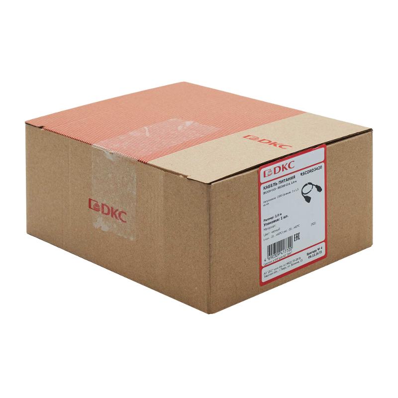 Кабель питания IEC320 C13 - IEC320 C14, 2,0 м, сечение 3 х 1,5 мм² | R5CORD3420 | DKC — миниатюра 2