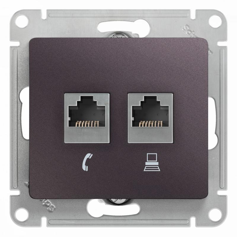 Glossa Сиреневый туман Розетка 2-ая RJ11+RJ45, кат.5E | GSL001485 | SE — Systeme Electric