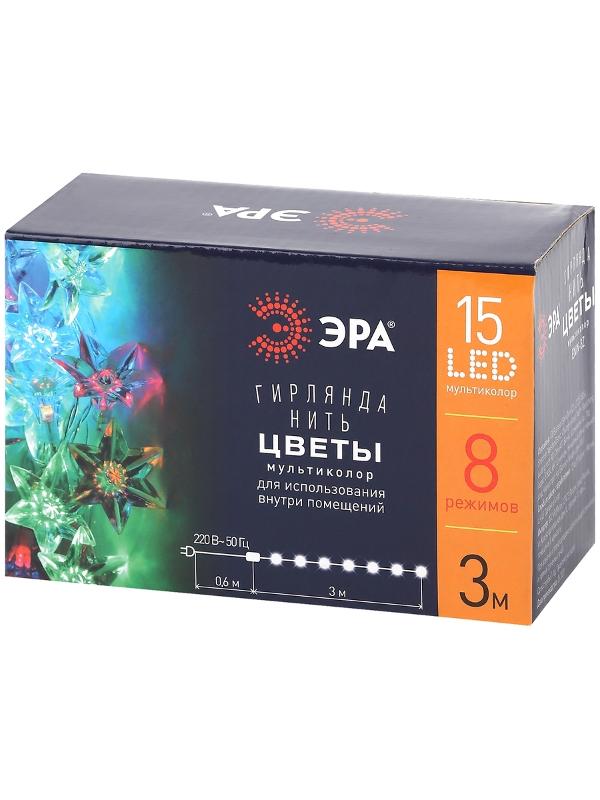 Гирлянда светодиодная  Нить Цветы 3 м мультиколор, 220V,  ENIN-3Z ,  IP20 (36/864) | Б0041896 | ЭРА — миниатюра 2
