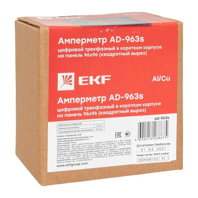 Амперметр AD-963s цифровой на панель 96x96 (квадратный вырез) трехфазный в коротком корпусе PROxima | AD-963s | EKF — миниатюра 9