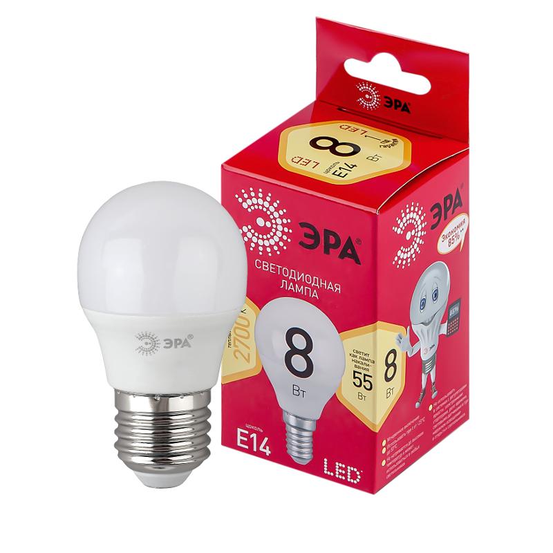 Лампа светодиодная RED LINE LED P45-8W-827-E14 R Е14 / E14 8 Вт шар теплый белый свет | Б0050697 | ЭРА — ЭРА (Энергия света)