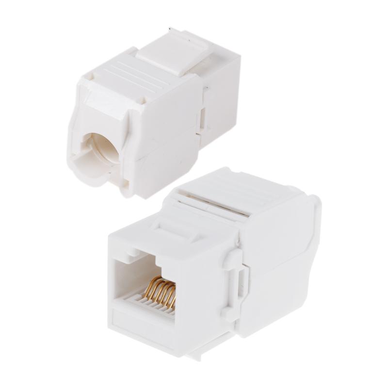 Модуль Keystone Jack RJ-45(8P8C), UTP неэкранированный, категория 6, тип 180 градусов, самозажимной, белый | 05-1052 | REXANT — REXANT