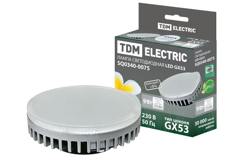Лампа светодиодная LED 9Вт GX53 220В 4000К GX53 таблетка (плоский цилиндр) | SQ0340-0075 | TDM — TDM ELECTRIC