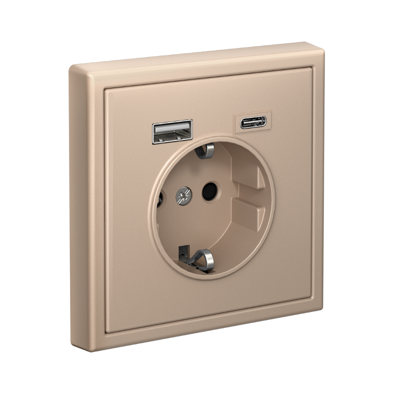 ArtGallery Песочный Розетка 16А с 2 USB A+C, 5В/2,4А/3,0А, 2х5В/1,5А, механизм | GAL001232 | SE — миниатюра 4