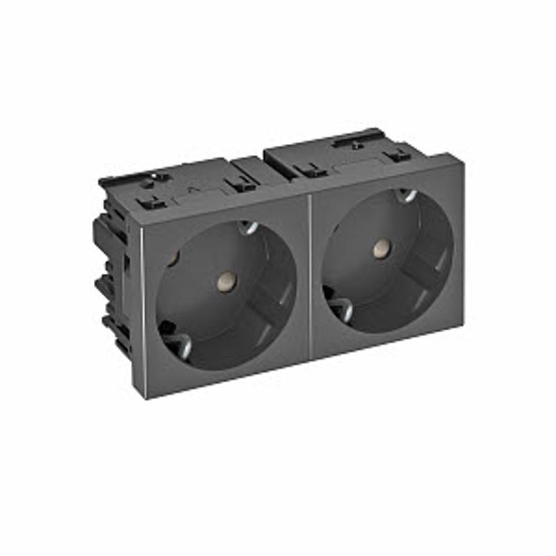 Розетка двойная 33° Modul45connect, 250 В, 16A (черный) (STD-D3C SWGR2) | 6120490 | OBO Bettermann — миниатюра 2