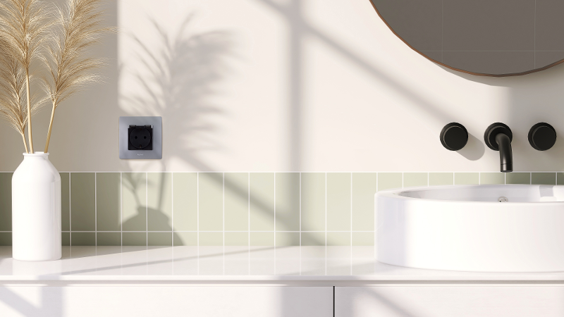 Розетка с заземлением IP44 - Legrand Etika - со штор с защ кр 16А 250В безвинтовые зажимы - алюминий — миниатюра 8