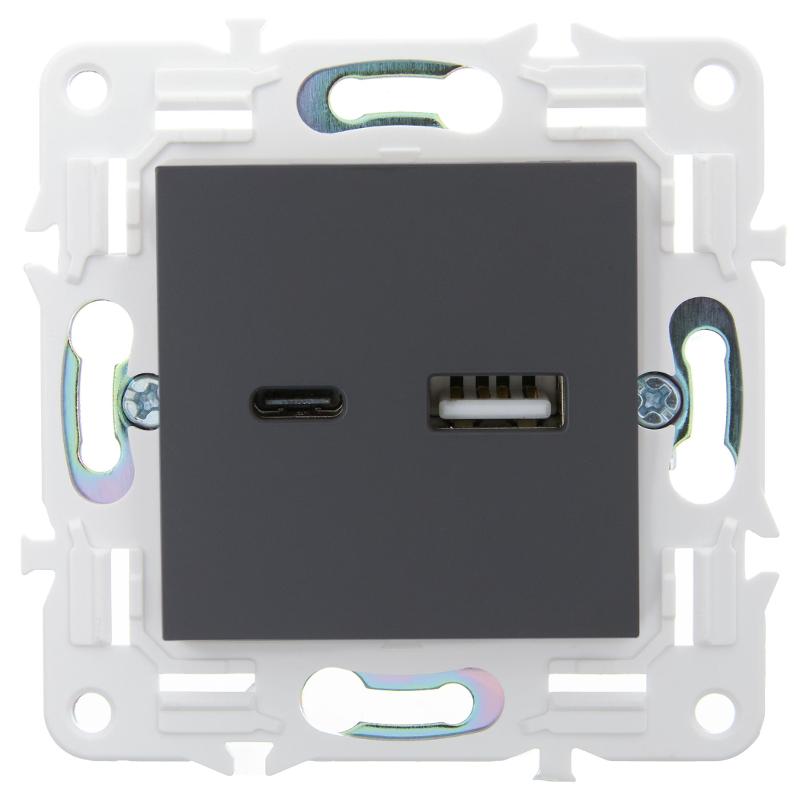 SKANDY Розетка USB A+C 3,1А SK-R14T титан | SK-U22-D31-K48 | IEK — миниатюра 2