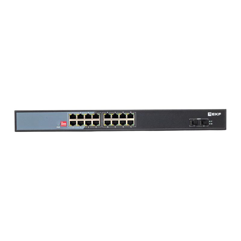 Промышленный неуправляемый коммутатор U-2GX/SFP-16GTP-R, 2 порта 1000Base-X SFP, 16 портов 10/100/1000Base-T(X) RJ45 c PoE, монтаж в 19" стойку TSX |T — миниатюра 2