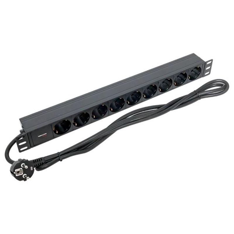 Блок розеток PDU TERACOM PRO 19" 1U 16А/250В 9 розеток Schuko 2 м 3x1,5 мм2 вилка Schuko | TRP-HPD-16A-9SH-2MSH | EKF — миниатюра 11