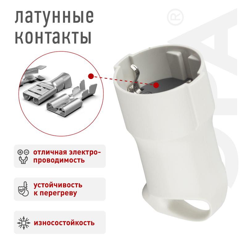 Розетка кабельная R3  c/з 16A с кольцом непрямой ввод белая (10/200/4000) |Б0019187 | ЭРА — миниатюра 2