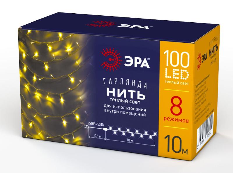 Гирлянда светодиодная  Нить 10 м теплый свет 8 режимов, 220V,  ENIN-10B   IP20 (60/720) | Б0041894 | ЭРА — миниатюра 5