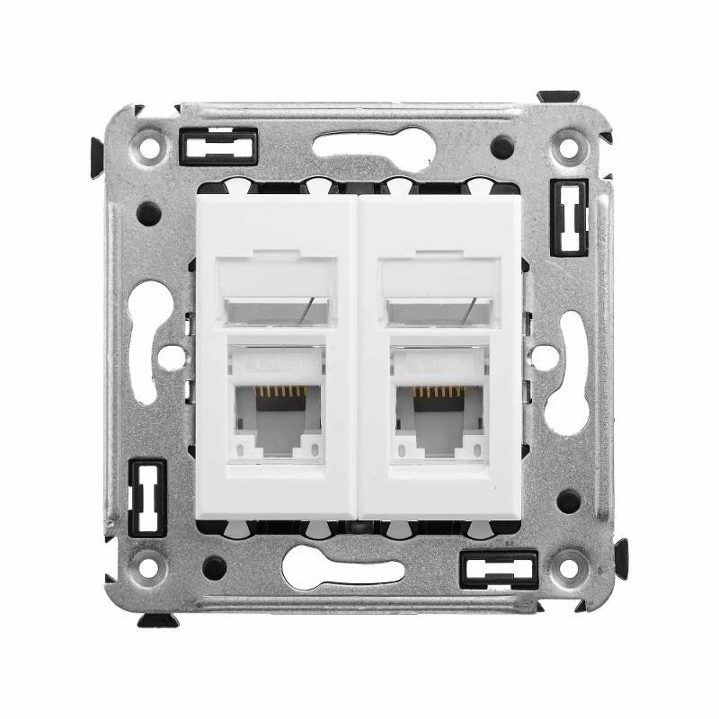 Компьютерная розетка RJ-45 в стену, кат.6А двойная, "Avanti", "Белое облако" | 4400374 | DKC — DKC (ДКС)