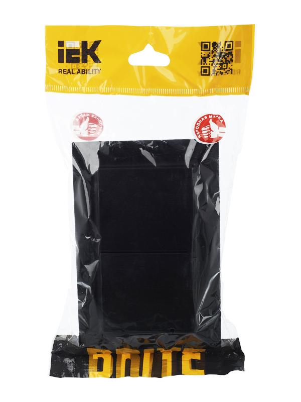 BRITE Розетка 2-ая с крышкой 16А в сб IP44 РСбш12-3-44-БрЧ черный | BR-R26-16-44-K02-F | IEK — миниатюра 2