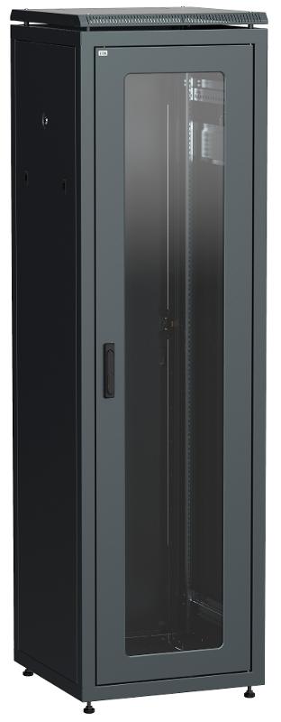 Шкаф сетевой 19" LINEA N 33U 600х800 мм стеклянная передняя дверь, задняя металлическая черный | LN05-33U68-GM | ITK — ITK