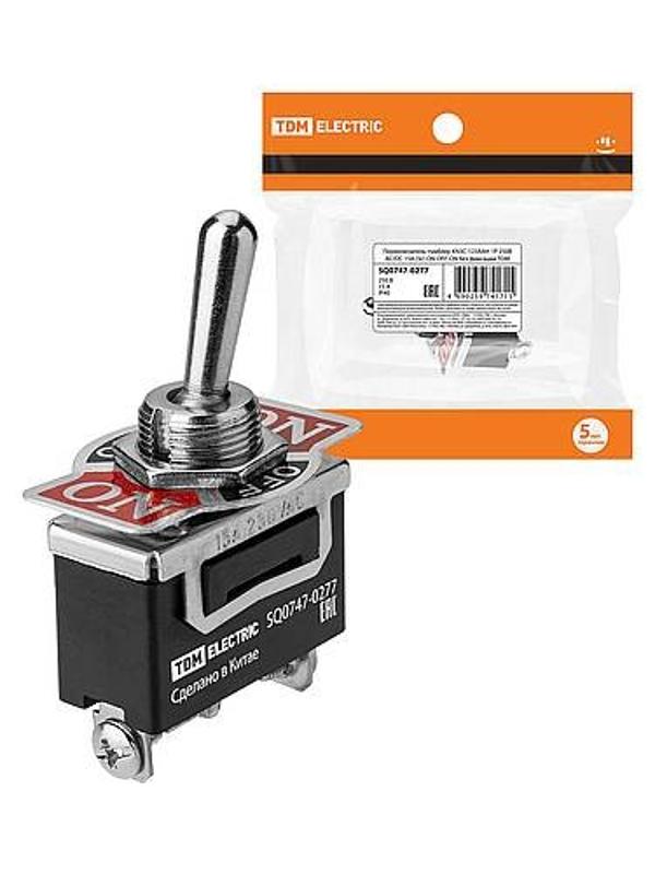 Переключатель-тумблер KN3C-123AAH 1P 250В AC/DC 15А (3c) ON-OFF-ON без фиксации  | SQ0747-0277 | TDM — фото 1 | Sento