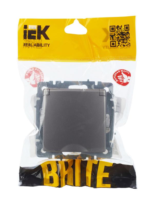 BRITE Розетка с заземлением со шторками с кр. 16А IP44 РСбш10-3-44-БрС сталь | BR-R16-16-44-K46 | IEK — миниатюра 11