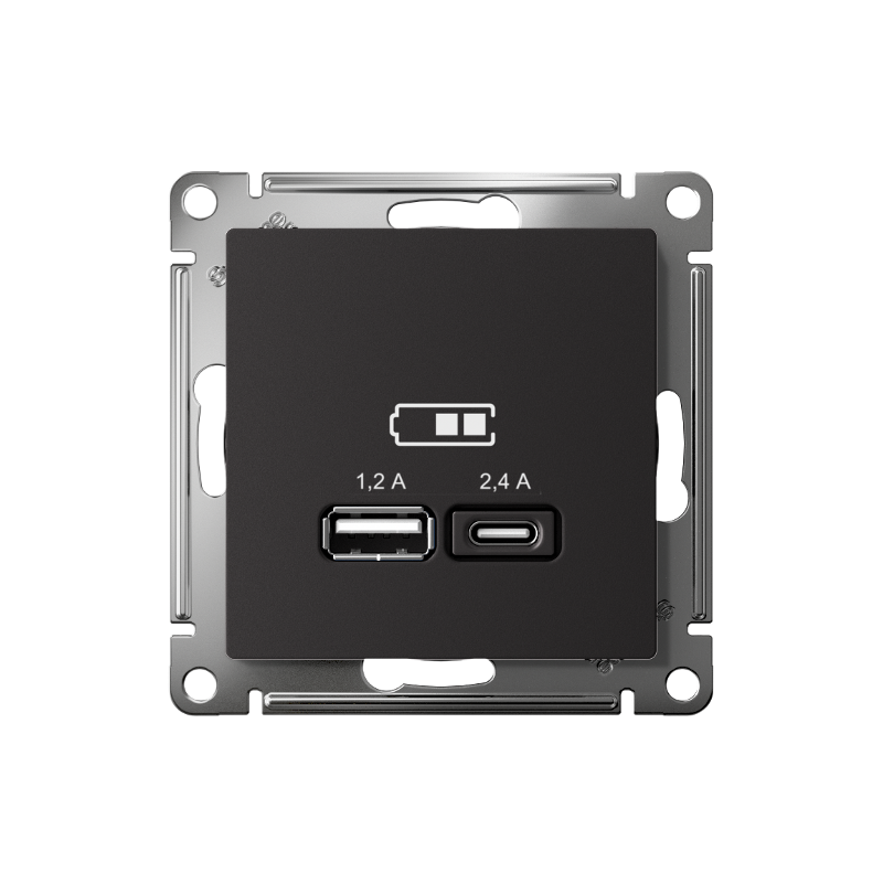 AtlasDesign Карбон USB Розетка A+С, 5В/2,4А, 2х5В/1,2 А, механизм | ATN001039 | SE — миниатюра 2