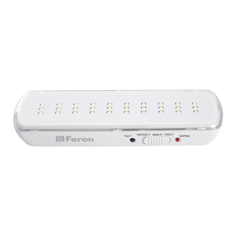 Светильник аварийный, 30 LED AC/DC, белый, EM110 с наклейкой ВЫХОД IP65 3 часа | 41532 | FERON — Feron