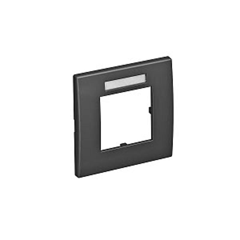 Рамка одинарная Modul45 (с полем д/маркировки.,горизонт.,84x84 мм,черный) (AR45-BF1 SWGR) | 6119334 | OBO Bettermann — миниатюра 2