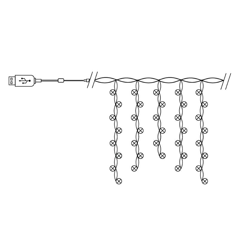 Гирлянда "бахрома с шариками" USB 200 LED 5000K, длина 3*0,8м, IP20, сетевой шнур 2м в комплекте , CL592 | 41642 | FERON — миниатюра 4