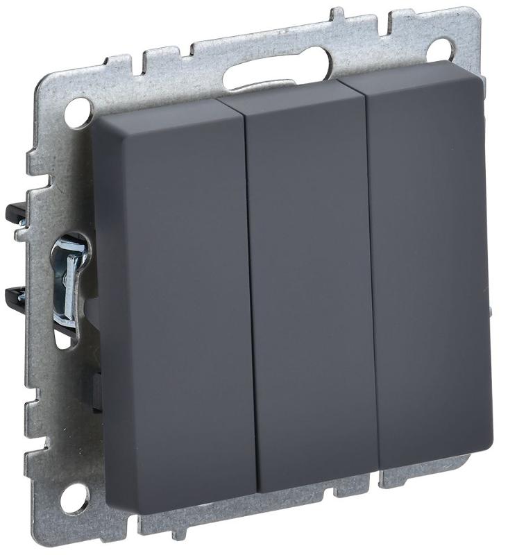 BRITE Выключатель 3-клавишный 10А ВС10-3-0-БрГ графит | BR-V30-0-10-K53 | IEK — IEK (ИЭК)