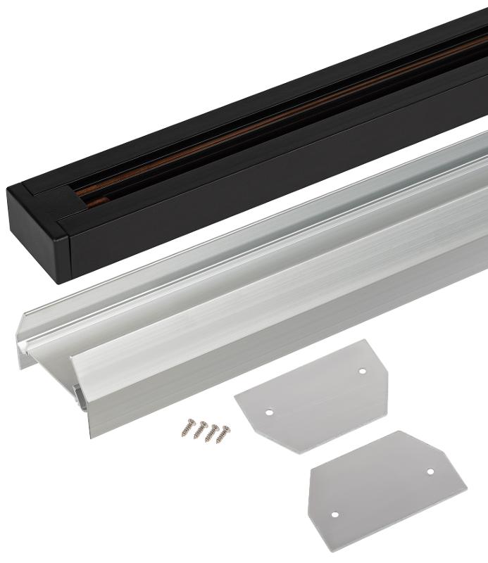 Комплект  TR-SET-200-1PT-PC BK шинопровод однофазный с профилем для натяжного потолка 2м черный | Б0072543 | ЭРА — миниатюра 2