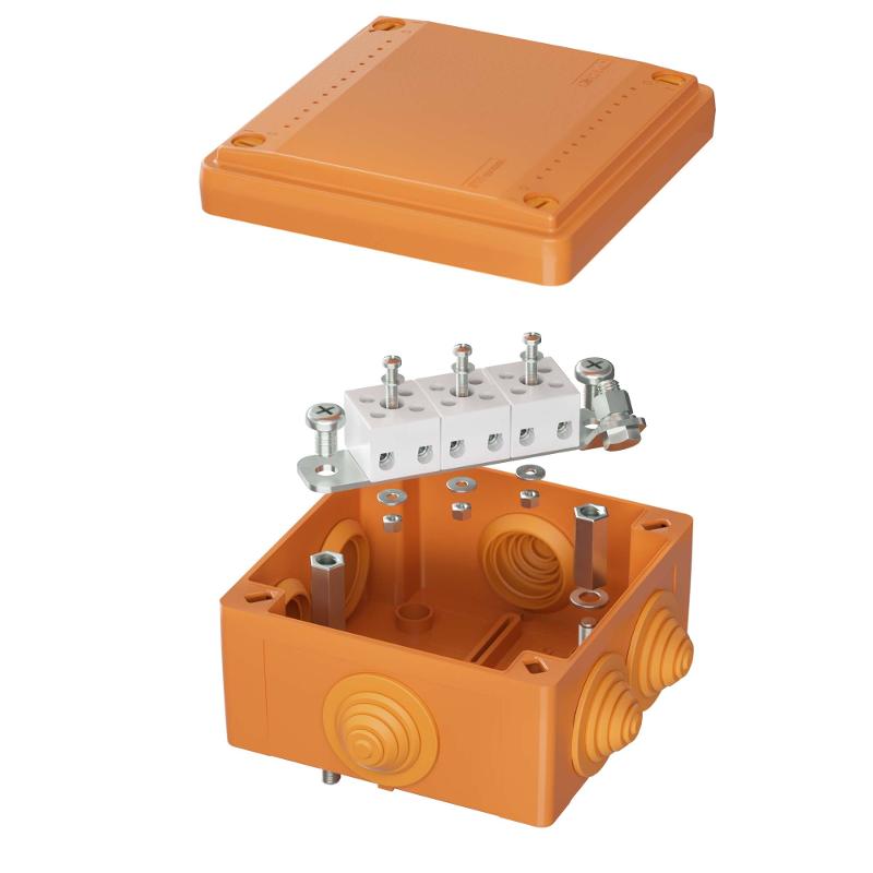 Коробка распределительная пластиковая FS огн., IP56,100х100х50мм, 5р, 450V,10A, 6мм.кв. с кабельными вводами и клеммниками | FSB11506 | DKC — DKC (ДКС)
