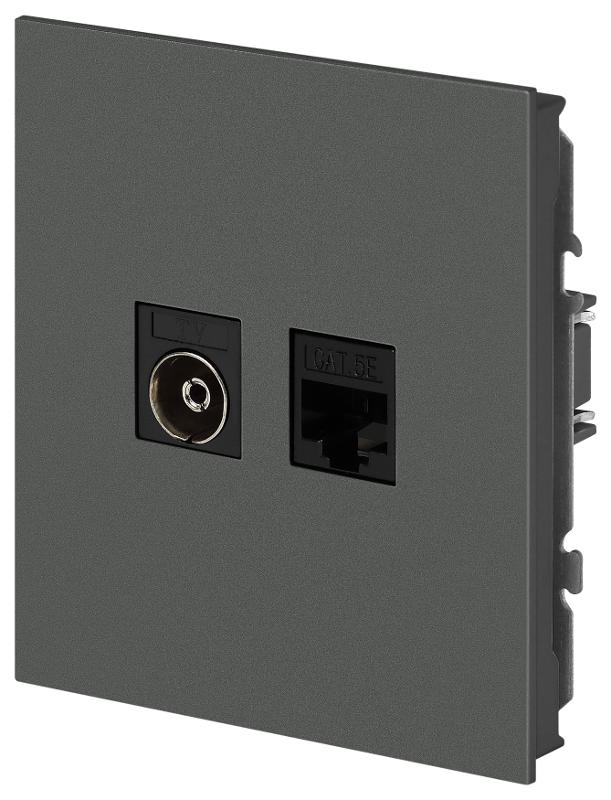 Розетка Arktik 16-3110-06 комбинированная RJ45+TV графит | Б0070499 | ЭРА — миниатюра 3