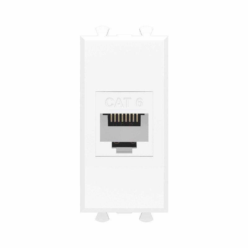 Компьютерная розетка RJ-45 без шторки модульная, кат.6, "Avanti", "Белое облако", 1 модуль | 4400691 | DKC — миниатюра 1