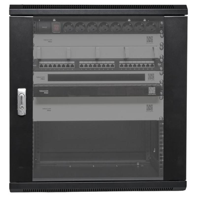 Шкаф настенный 19" TERACOM PRO 12U 600х450 мм дверь стеклянная с замком-ручкой чёрный | TRP-WLL-1264-40B | EKF — миниатюра 53