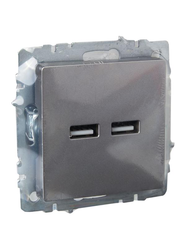 BRITE Розетка USB A+A 3,1А РЮ10-1-БрС сталь | BR-U21-D31-K46 | IEK — миниатюра 6