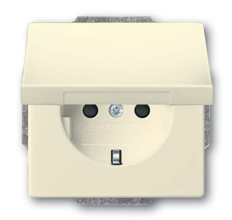 Розетка SCHUKO 16А 250В с защитными шторками, с крышкой, без лапок, серия future, цвет слоновая кость | 2CKA002018A1527 | ABB — ABB