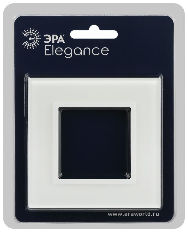 Рамка для розеток и выключателей Elegance 14-5101-01М на 1 пост, стекло, белый матовый+бел. | Б0065832 | ЭРА — миниатюра 2