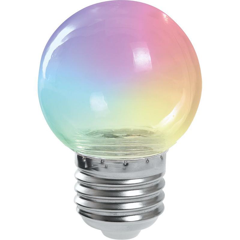 Лампа светодиодная LB-37 (1W) 230V E27 RGB для белт лайта G45 прозрачный плавная смена цвета — миниатюра 2