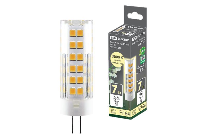 Лампа светодиодная G4-7 Вт-230 В-3000 К, SMD, 18,5x57 мм | SQ0340-0219 | TDM — TDM ELECTRIC
