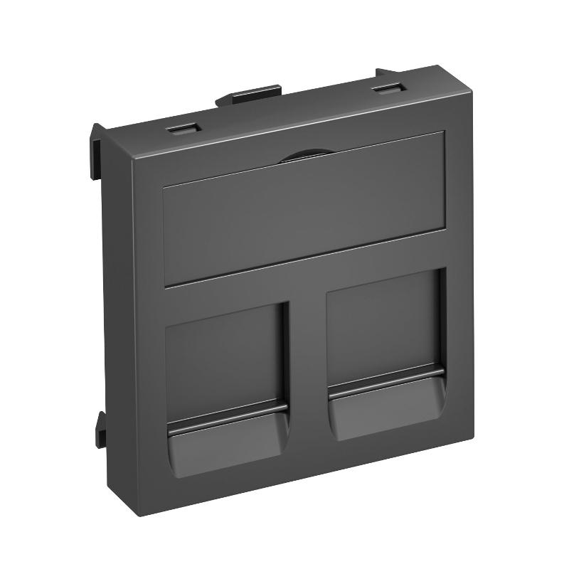 Корпус компьютерной розетки Modul45 тип PA (прямой) 45x45 мм (черный) (DTG-2PA SWGR1) | 6119228 | OBO Bettermann — OBO Bettermann