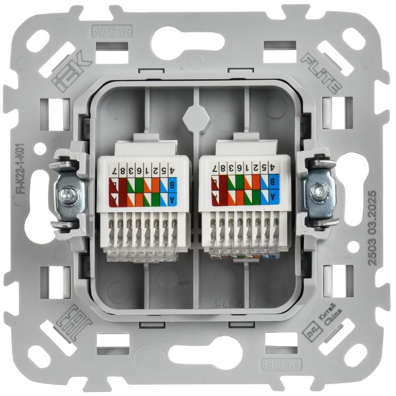 FLITE Розетка 2-ая компьютерная RJ45 кат.5Е UTP РК5е-2-0-ФлБ белый | FI-K22-1-K01 | IEK — миниатюра 3