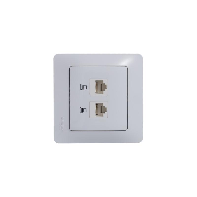 Glossa Белый Розетка 2-ая компьютерная RJ45+RJ45, кат.5E | GSL000185KK | SE — миниатюра 3