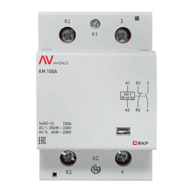Контактор модульный КМ 100А 1NC+1NO 230VAC (3 мод.) AVERES | km-av-3-100-11-230V | EKF — миниатюра 3