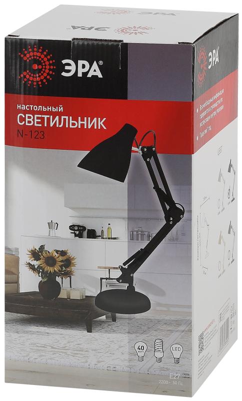 Светильник настольный N-123-Е27-40W-BK черный (12/96) | Б0047197 | ЭРА — миниатюра 2