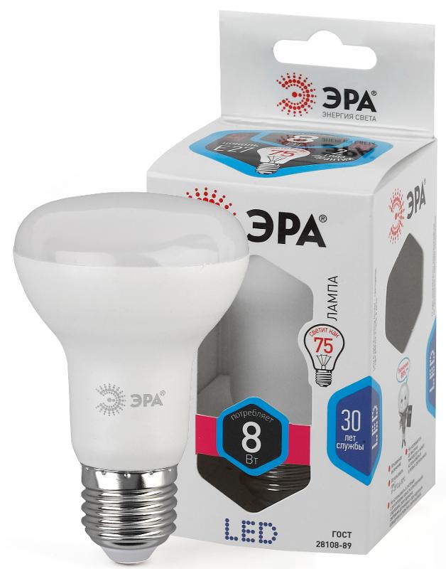 Лампа светодиодная LED 8Вт Е27 4000К СТАНДАРТ smd R63-8w-840-E27 | Б0028490 | ЭРА — миниатюра 1