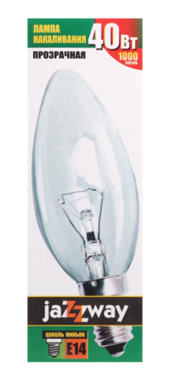 Лампа накаливания ЛОН 40Вт E14 240В B35 clear | 3320539 | Jazzway — миниатюра 2
